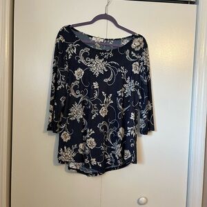 Elegant Navy Floral Women's Blouse